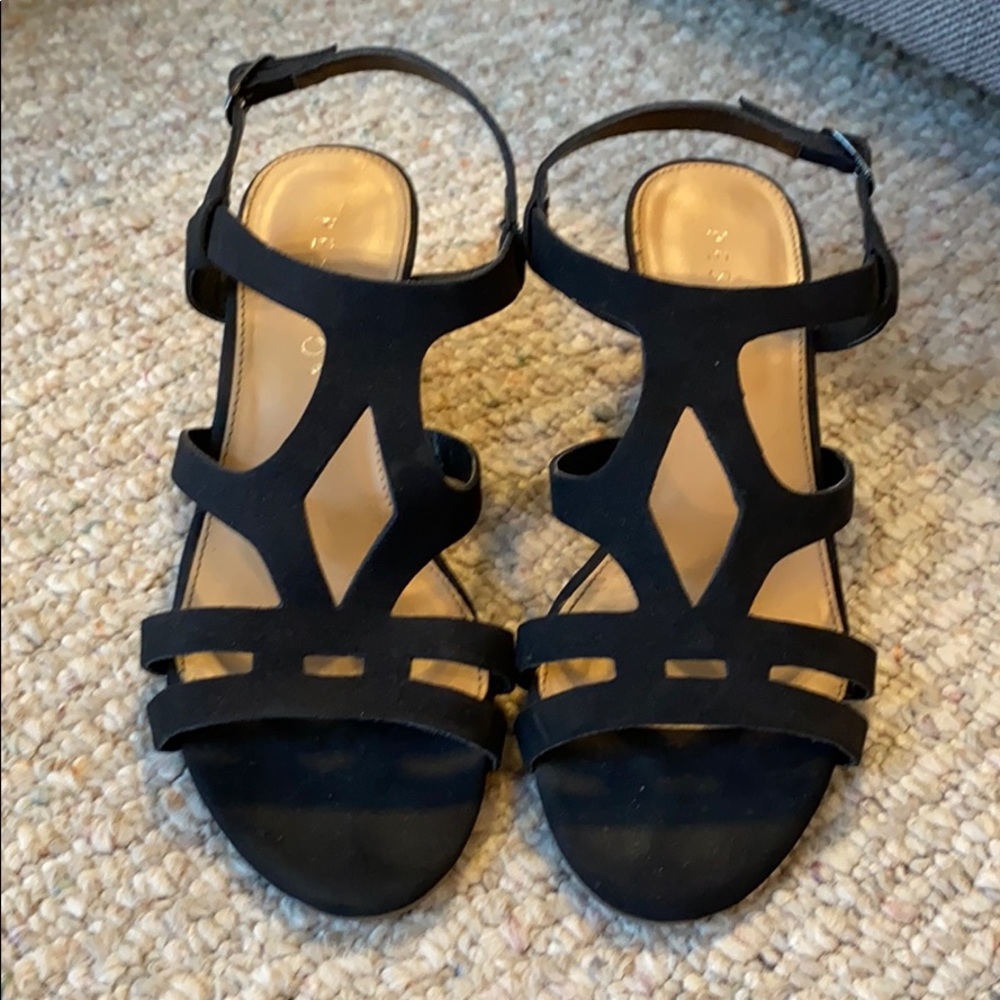 Black Strappy Wedges